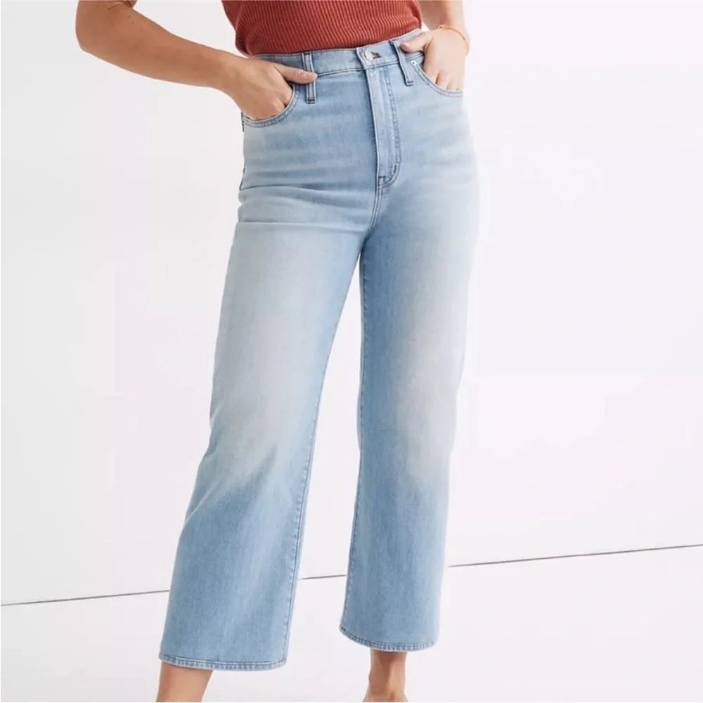 Madewell Slim Wide-Leg Crop Jeans Light Wash High Rise Size 23